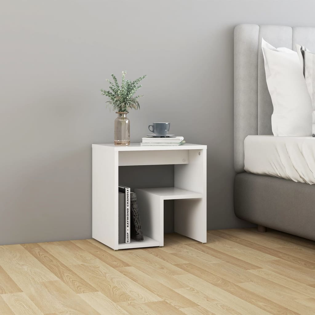 Nattbord 2 stk hvit 40x30x40 cm sponplate