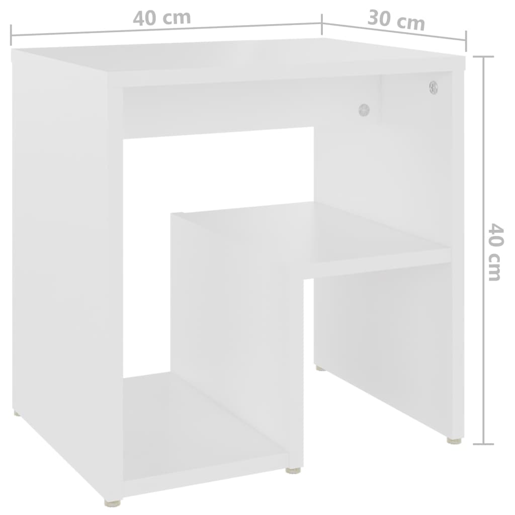 Nattbord 2 stk hvit 40x30x40 cm sponplate