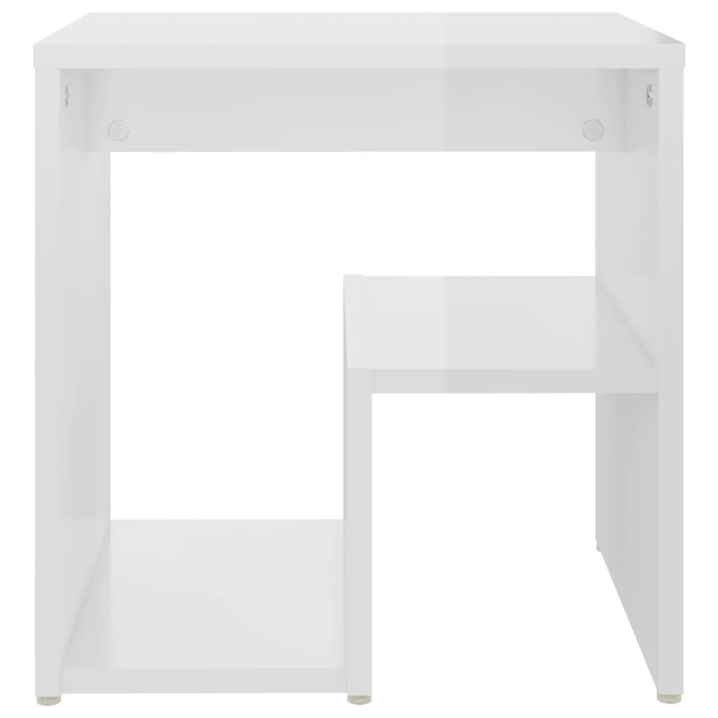 Nattbord 2 stk høyglans hvit 40x30x40 cm sponplate