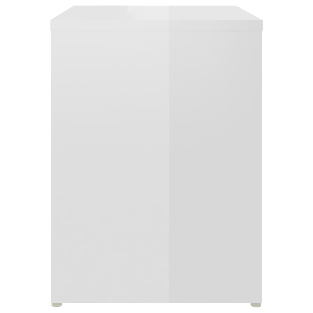 Nattbord 2 stk høyglans hvit 40x30x40 cm sponplate