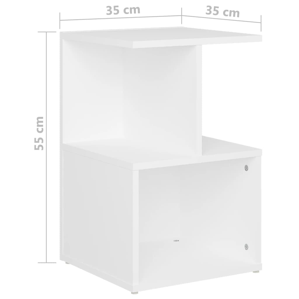 Nattbord 2 stk hvit 35x35x55 cm sponplate