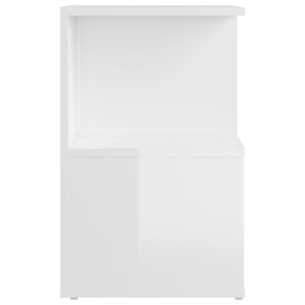 Nattbord 2 stk høyglans hvit 35x35x55 cm konstruert tre