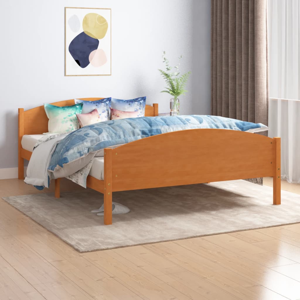 Sengeramme honningbrun heltre furu 140x200 cm