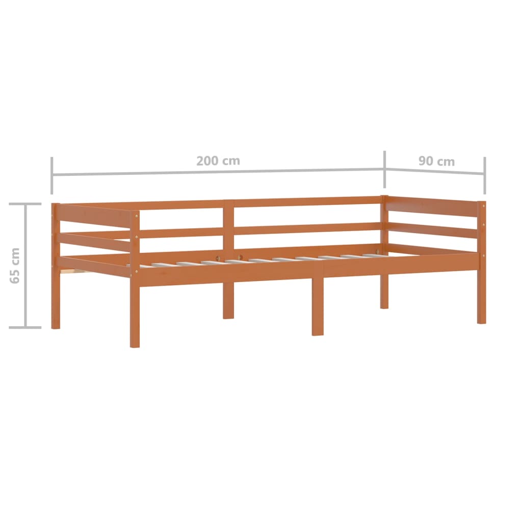 Sengeramme honningbrun heltre furu 90x200 cm