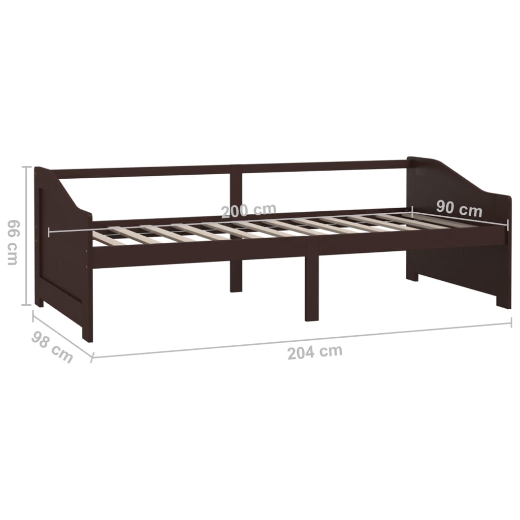Sengeramme 3 seter heltre furu 90x200 cm mørkebrun