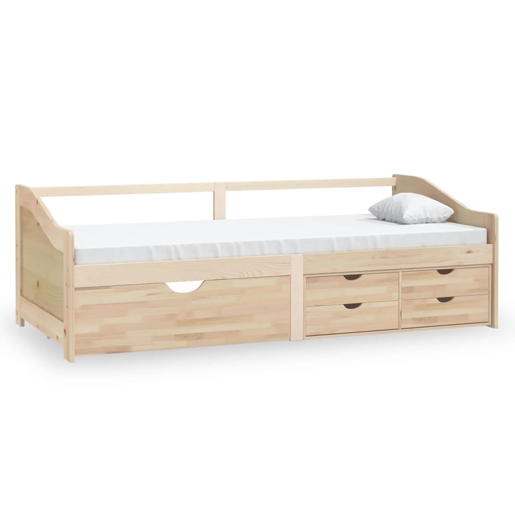 Sengeramme 3 seter med skuffer heltre furu 90x200 cm