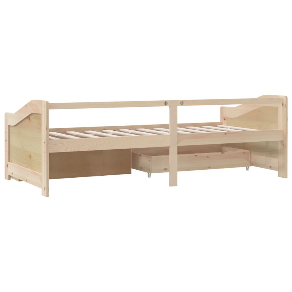 Sengeramme 3 seter med skuffer heltre furu 90x200 cm