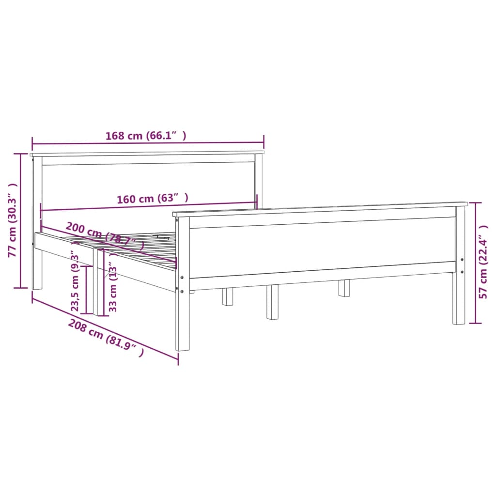 Sengeramme heltre furu 160x200 cm
