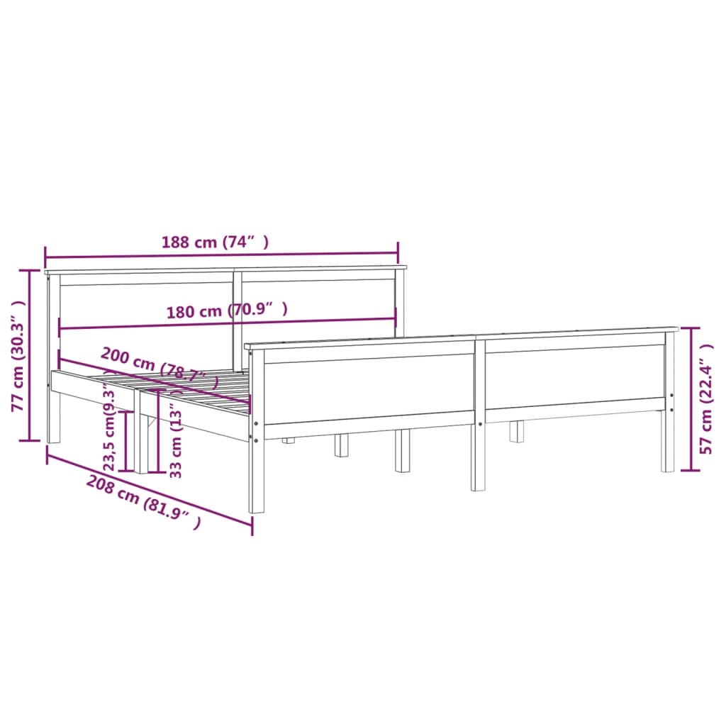 Sengeramme honningbrun furu 180x200 cm