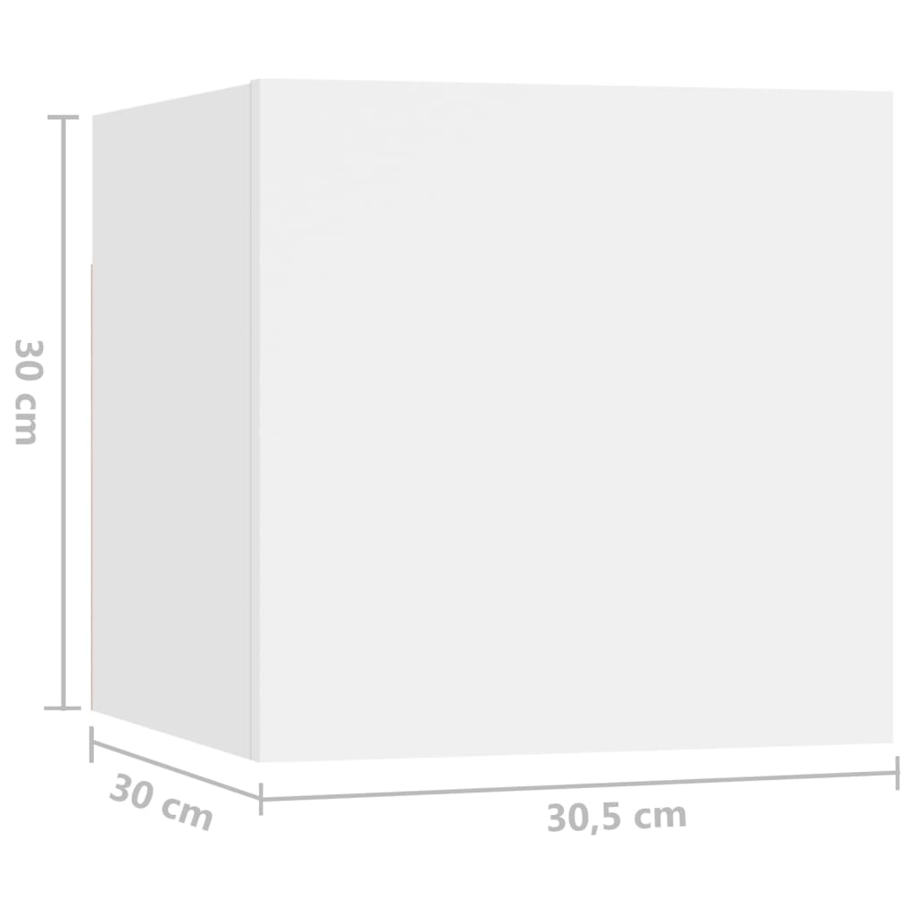 Nattbord 2 stk hvit 30,5x30x30 cm sponplate