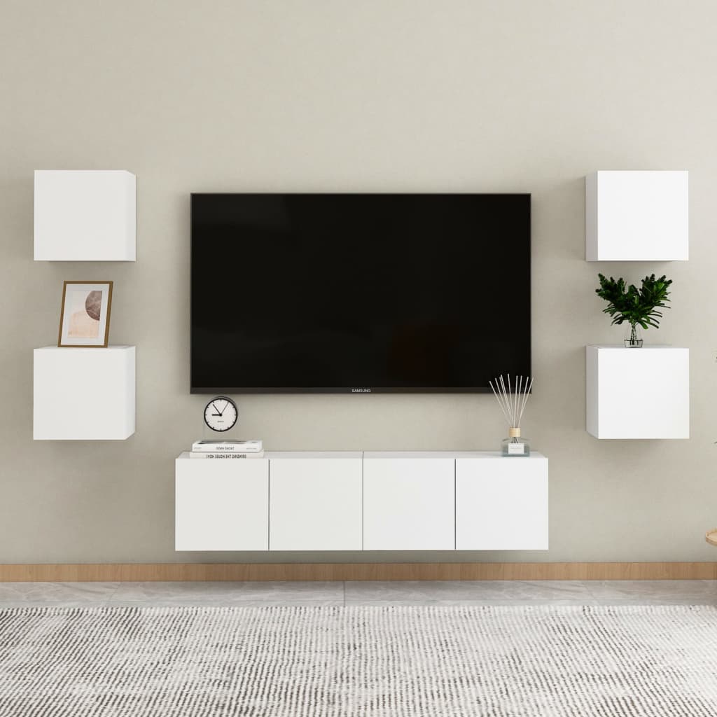 Nattbord 2 stk hvit 30,5x30x30 cm sponplate