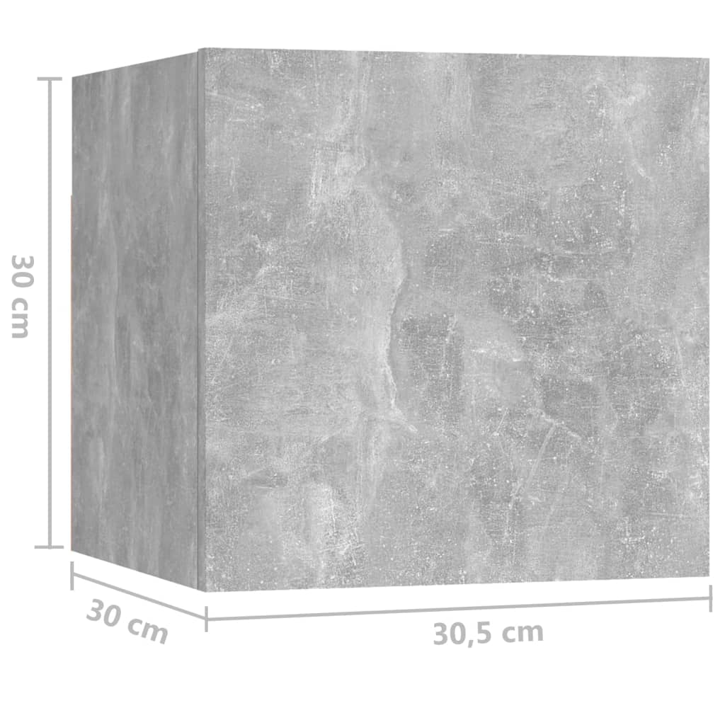 Nattbord 2 stk betonggrå 30,5x30x30 cm sponplate