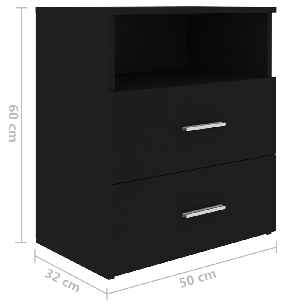Nattbord 2 stk svart 50x32x60 cm