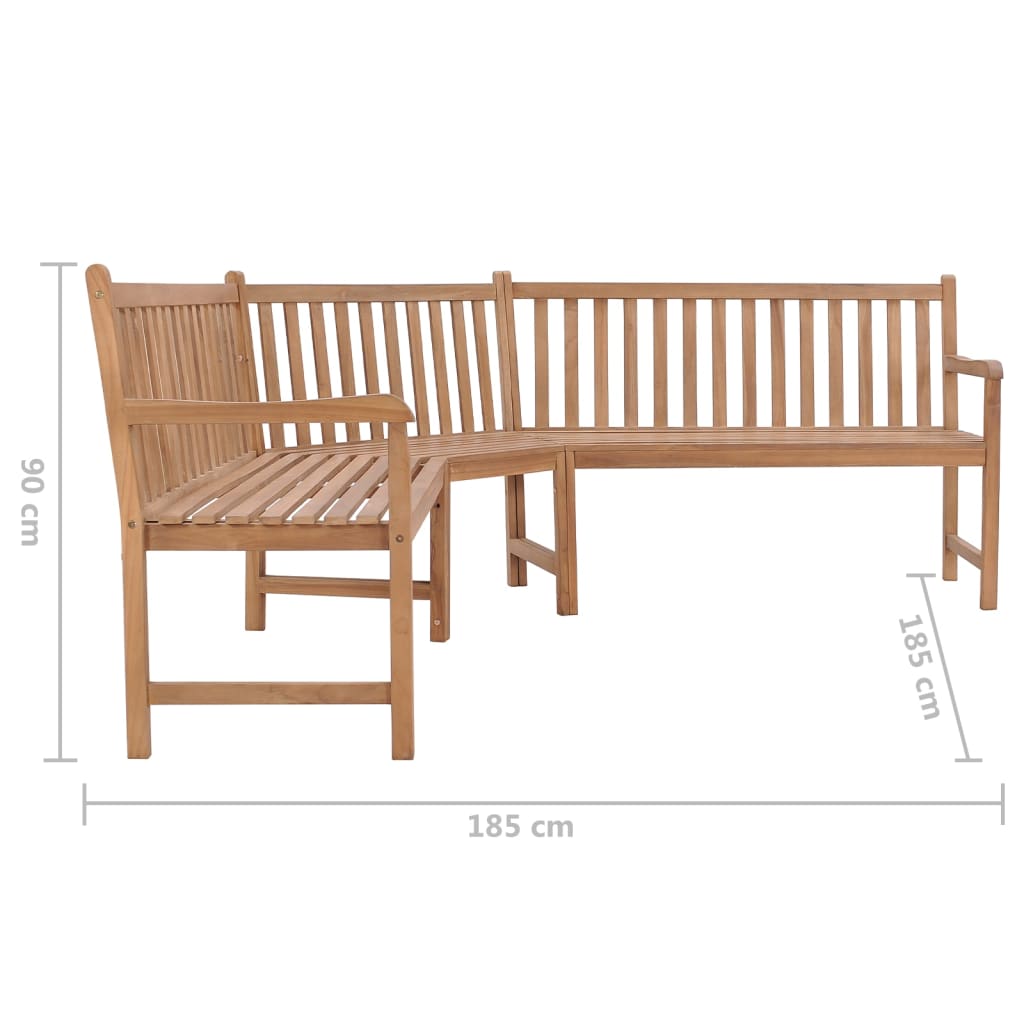 Hjørnebenk for hage 185x185x90 cm heltre teak