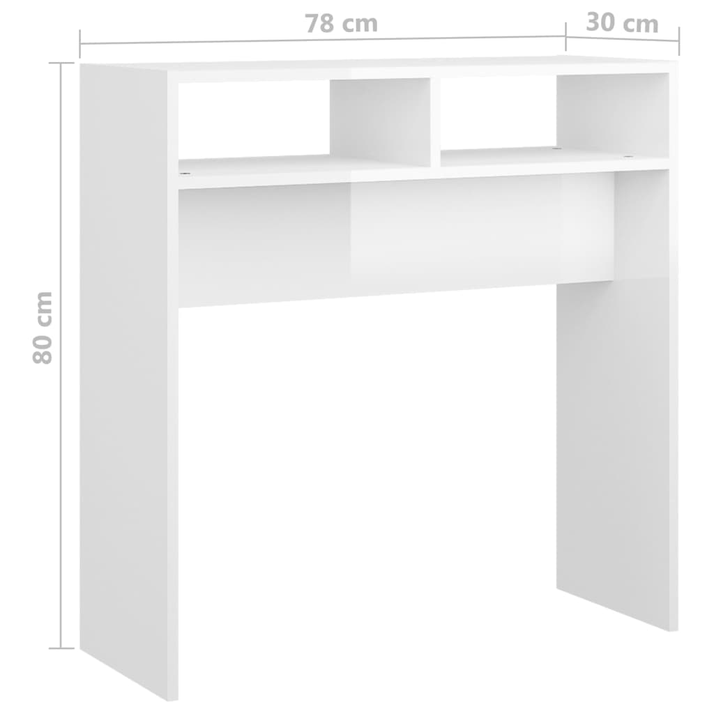 Konsollbord høyglans hvit 78x30x80 cm sponplate