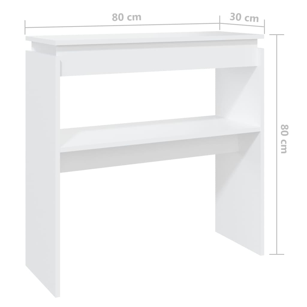 Konsollbord hvit 80x30x80 cm konstruert tre