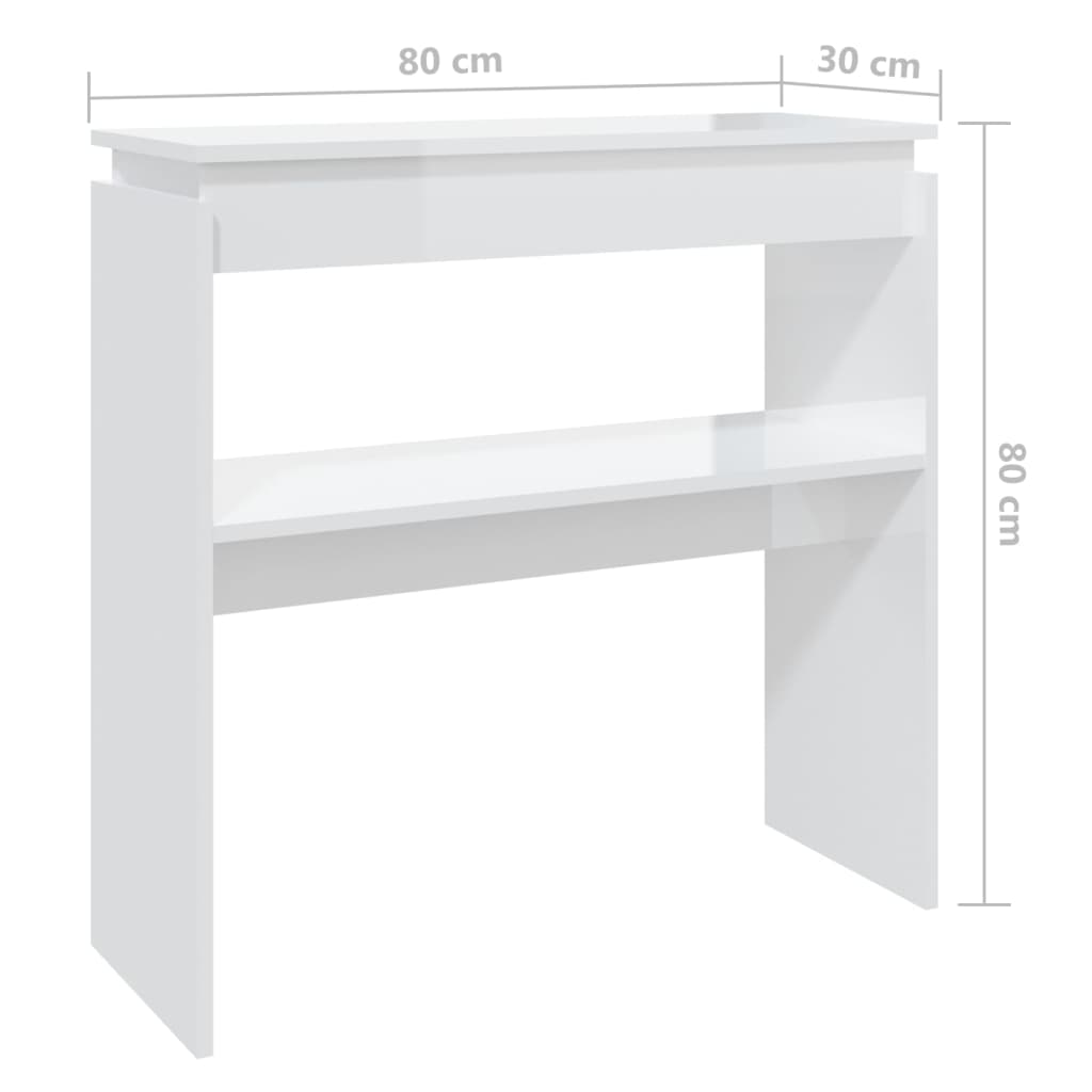 Konsollbord høyglans hvit 80x30x80 cm sponplate