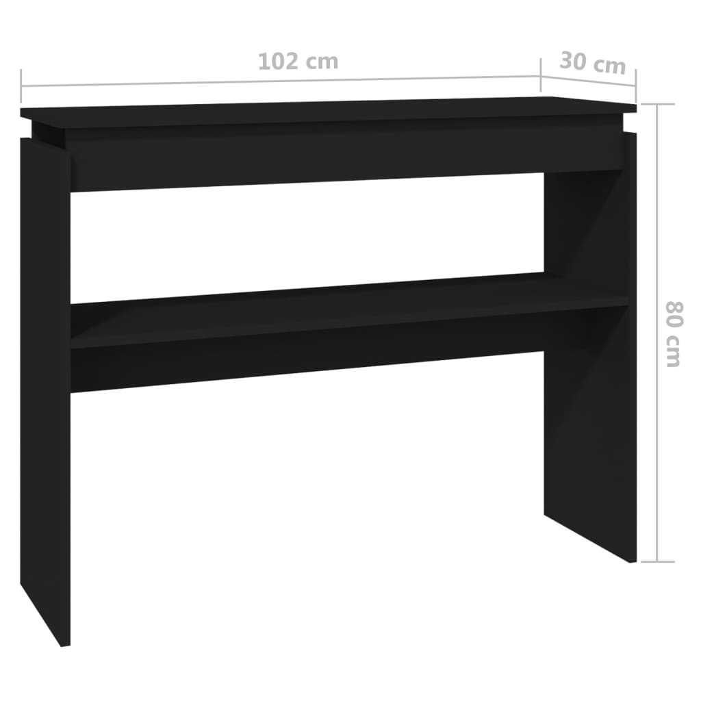 Konsollbord svart 102x30x80 cm konstruert tre