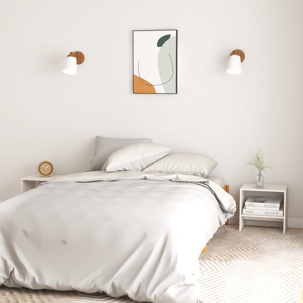 Nattbord 2 stk hvit 40x30,5x40 cm heltre furu
