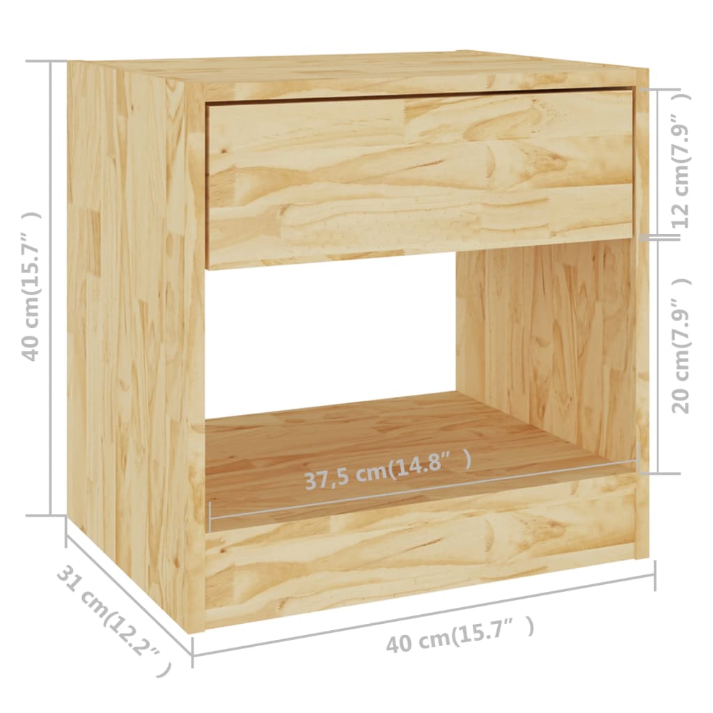 Nattbord 2 stk 40x31x40 cm heltre furu