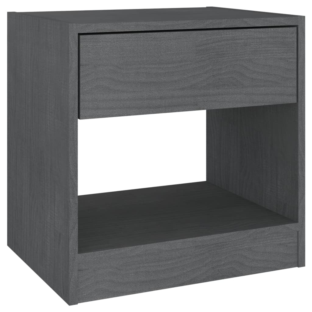 Nattbord 2 stk grå 40x31x40 cm heltre furu