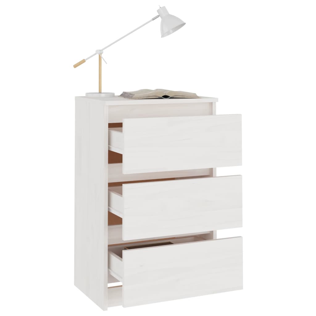 Nattbord hvit 40x29,5x64 cm heltre furu