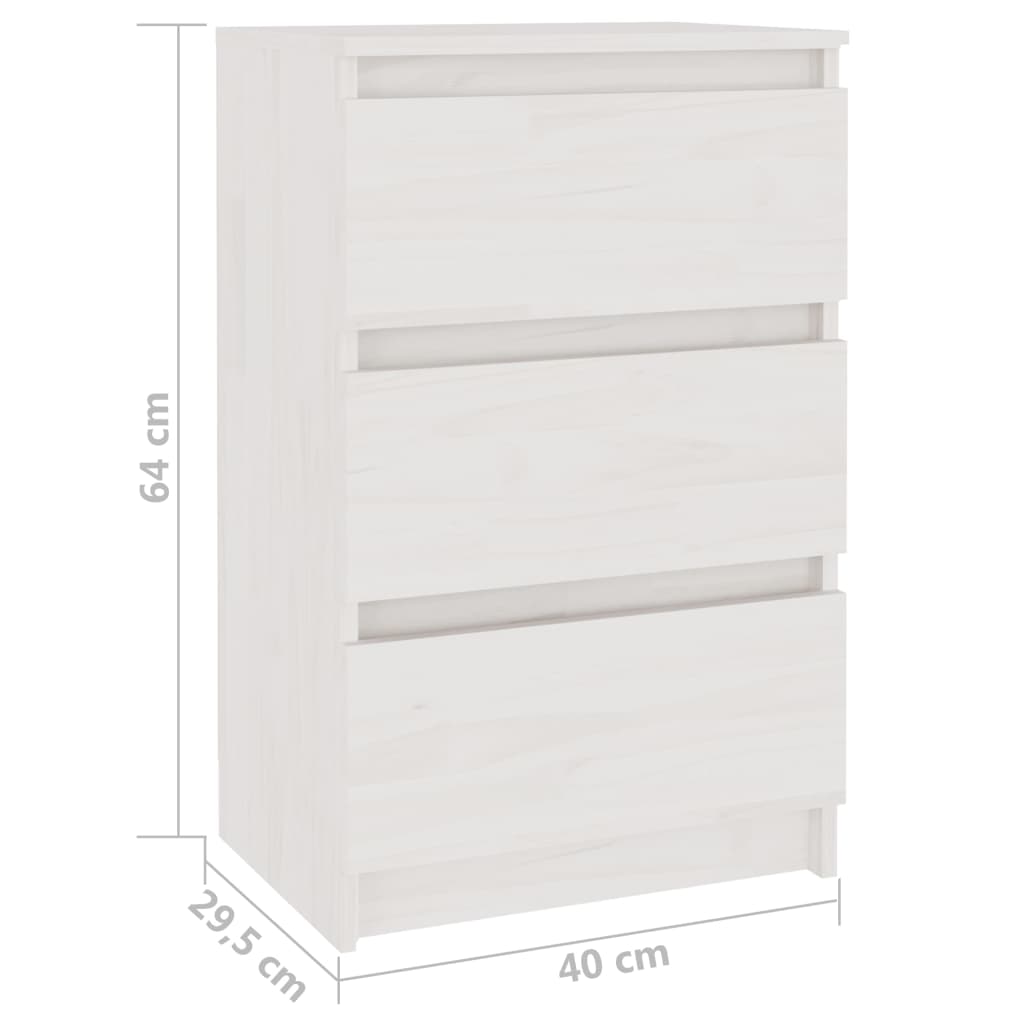 Nattbord hvit 40x29,5x64 cm heltre furu
