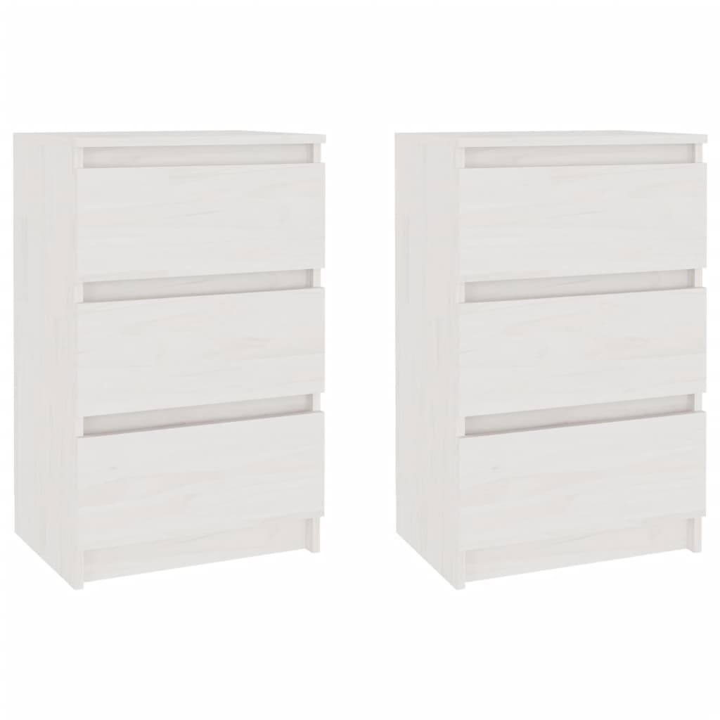 Nattbord 2 stk 40x29,5x64 cm heltre furu hvit