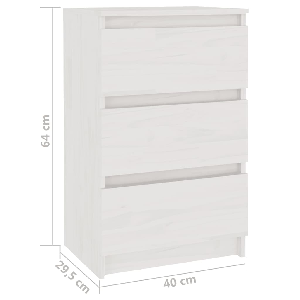 Nattbord 2 stk 40x29,5x64 cm heltre furu hvit