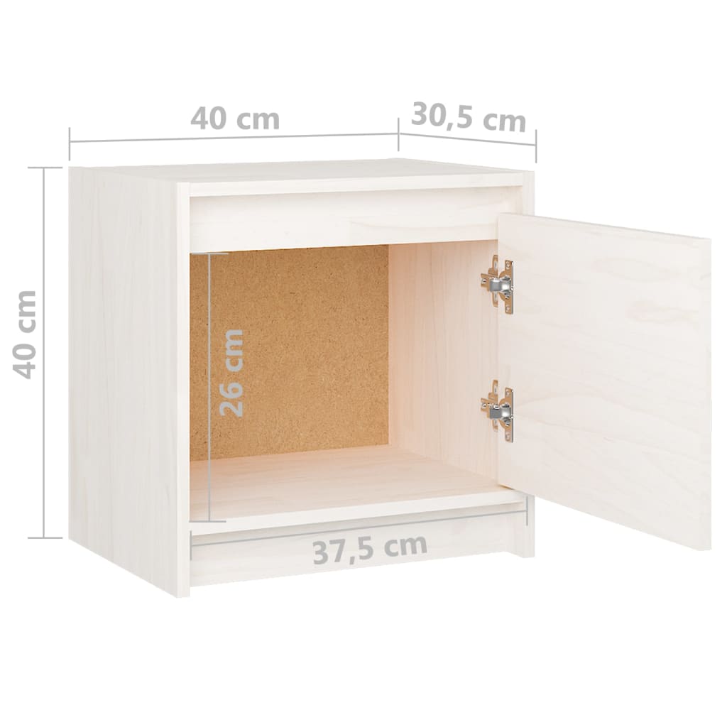Nattbord 2 stk 40x30,5x40 cm heltre furu hvit