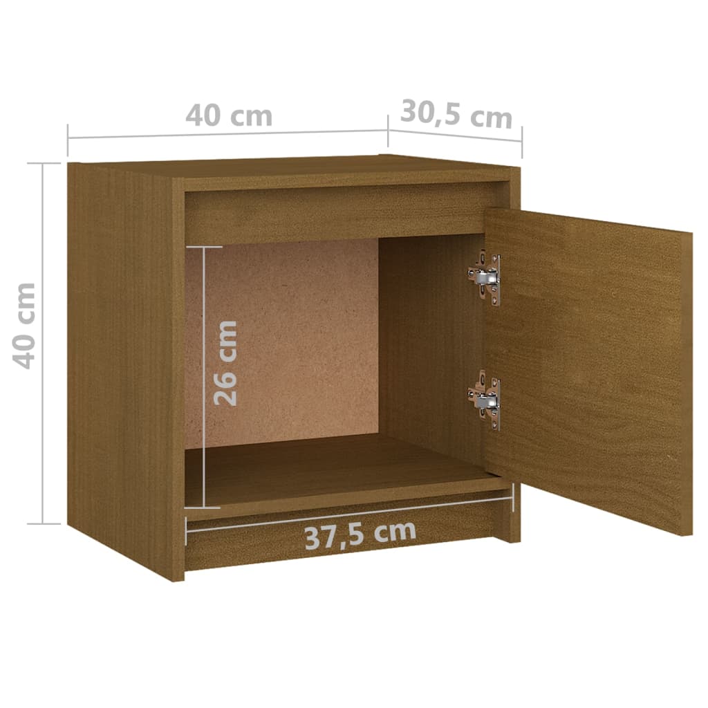 Nattbord 2 stk 40x30,5x40 cm heltre furu honningbrun
