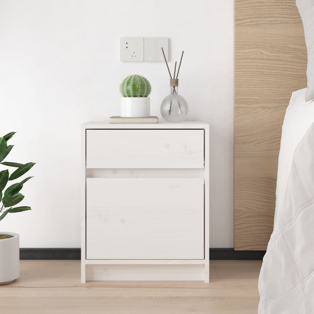Nattbord 2 stk 40x31x50 cm heltre furu hvit