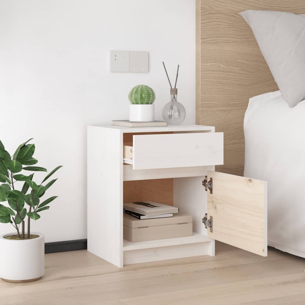 Nattbord 2 stk 40x31x50 cm heltre furu hvit