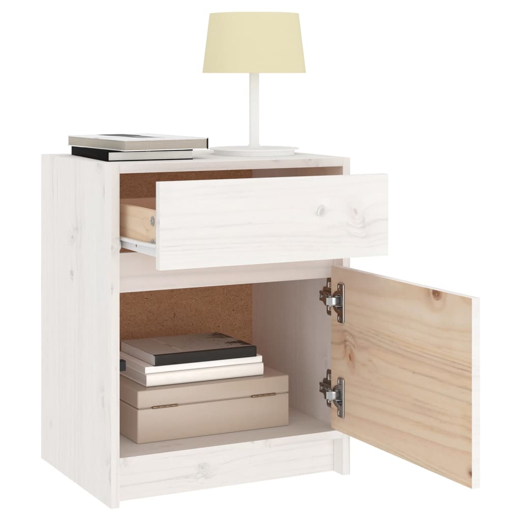 Nattbord 2 stk 40x31x50 cm heltre furu hvit