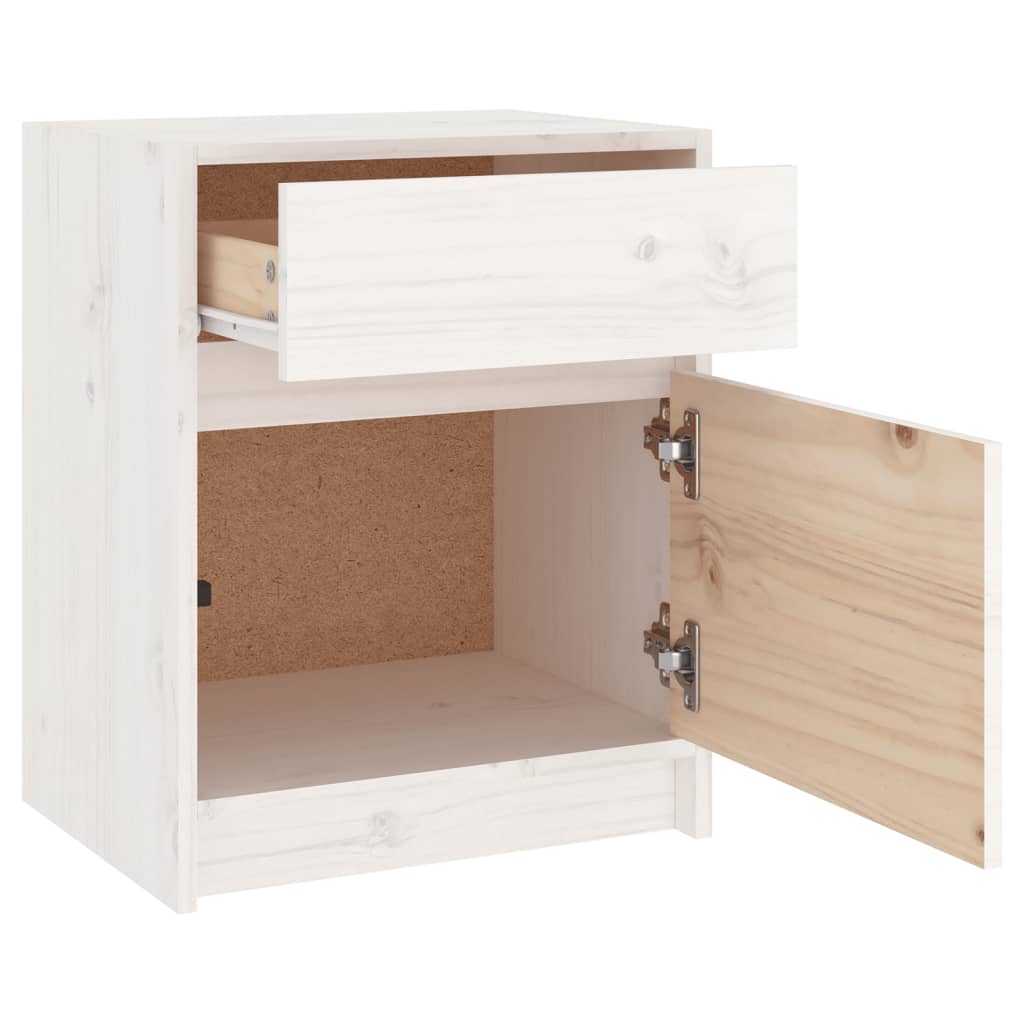 Nattbord 2 stk 40x31x50 cm heltre furu hvit