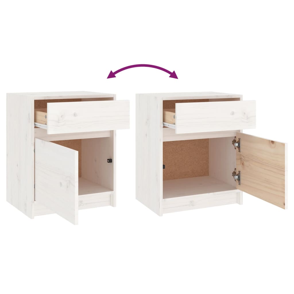 Nattbord 2 stk 40x31x50 cm heltre furu hvit