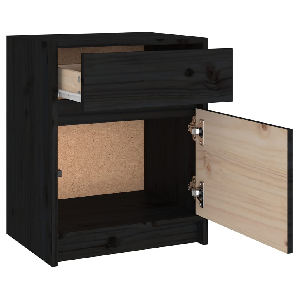 Nattbord 2 stk 40x31x50 cm heltre furu svart