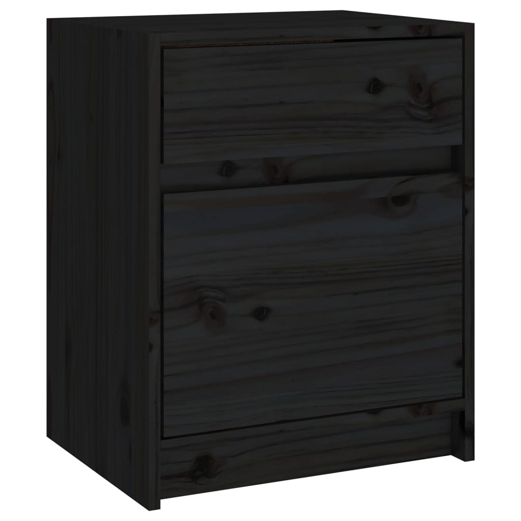 Nattbord 2 stk 40x31x50 cm heltre furu svart