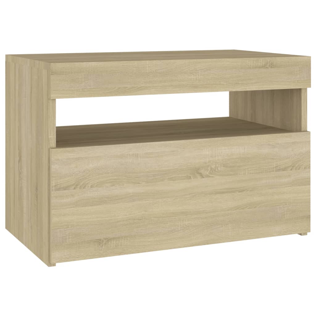 Nattbord & LED-lys 2 stk sonoma eik 60x35x40 cm