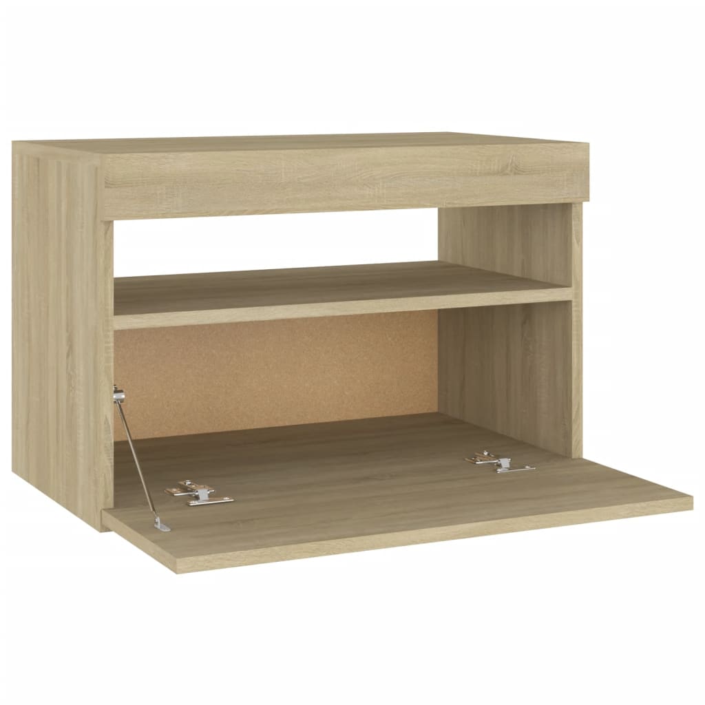Nattbord & LED-lys 2 stk sonoma eik 60x35x40 cm