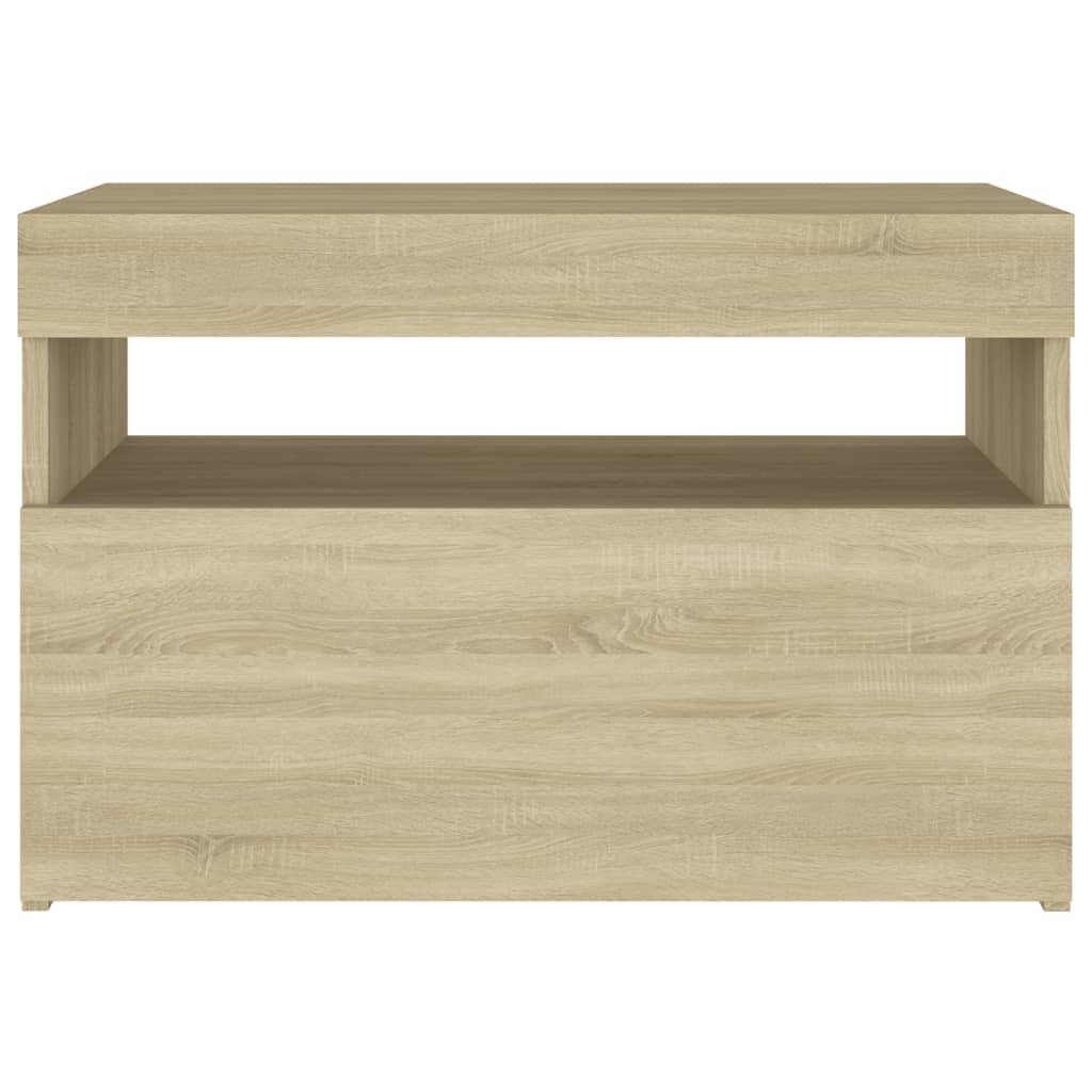 Nattbord & LED-lys 2 stk sonoma eik 60x35x40 cm