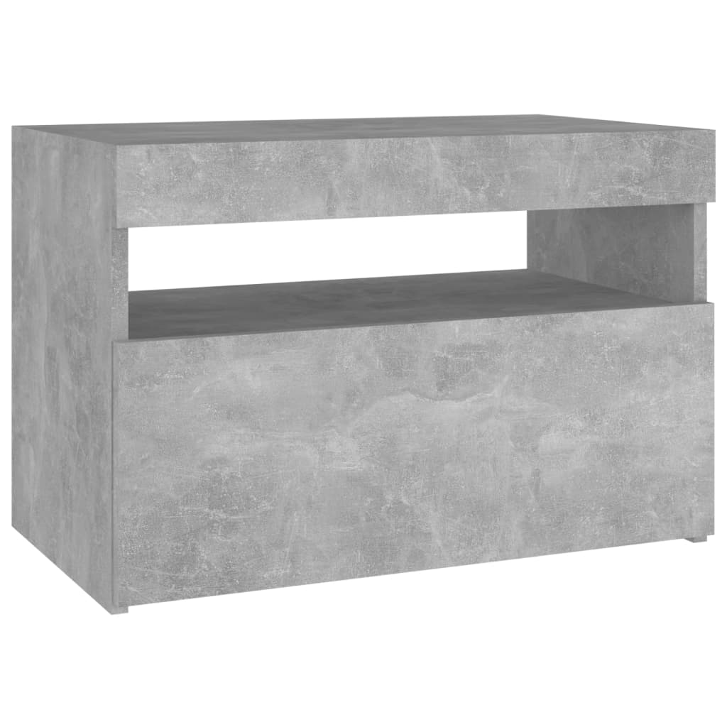 Nattbord & LED-lys 2 stk betonggrå 60x35x40 cm