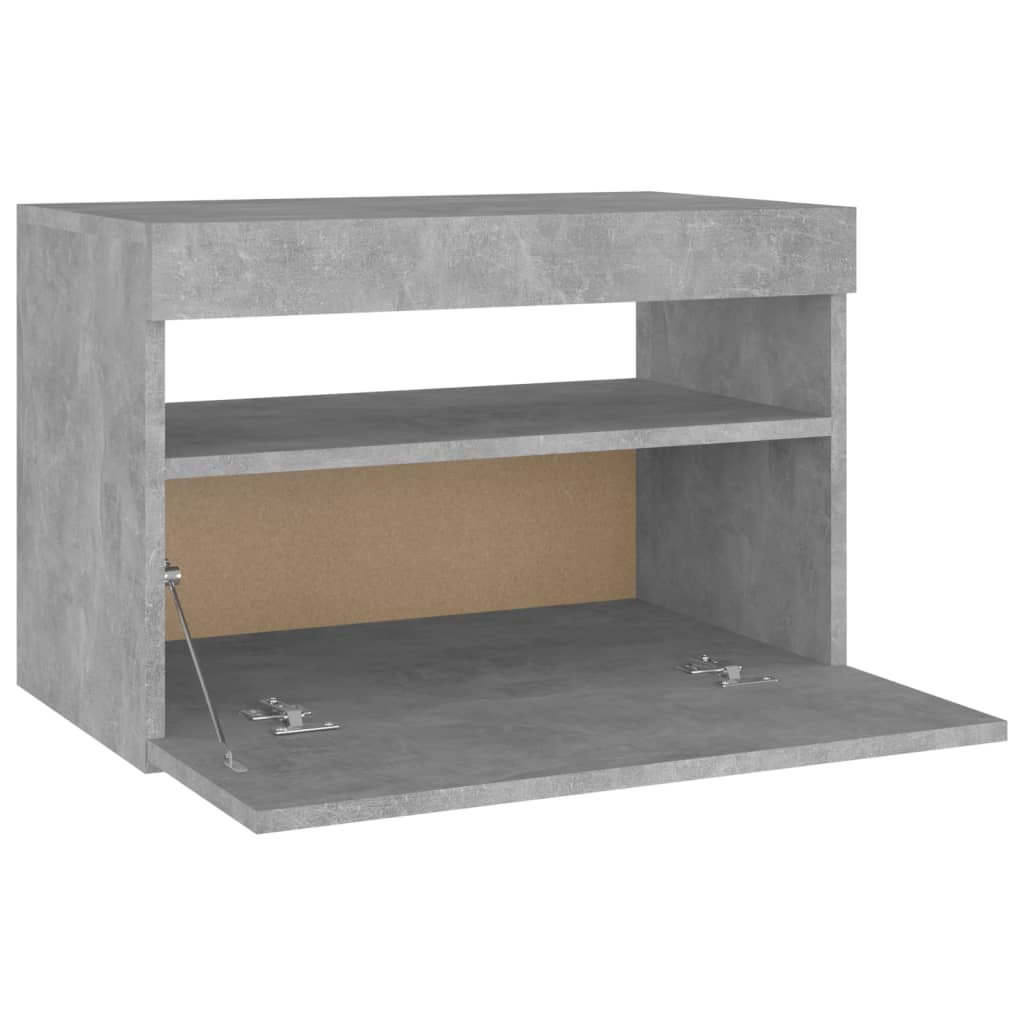 Nattbord & LED-lys 2 stk betonggrå 60x35x40 cm