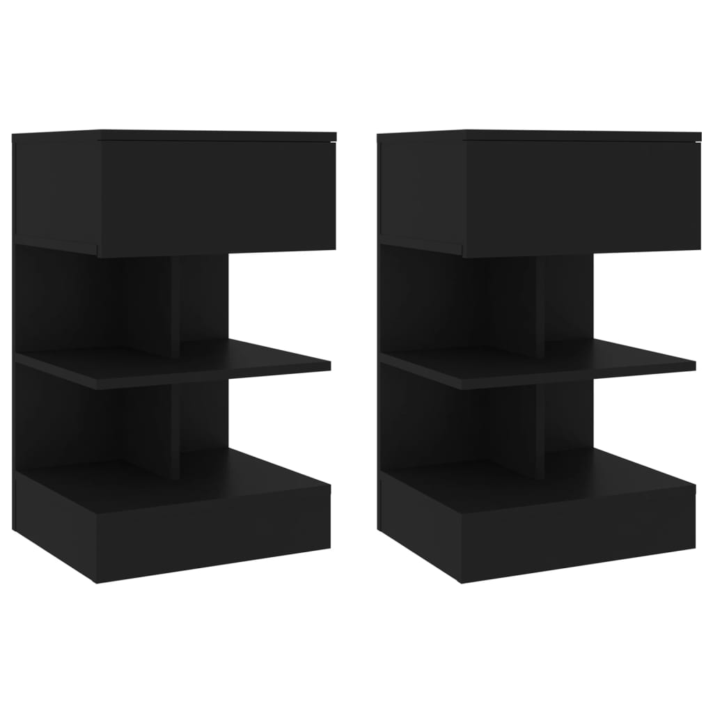 Nattbord 2 stk svart 40x35x65 cm