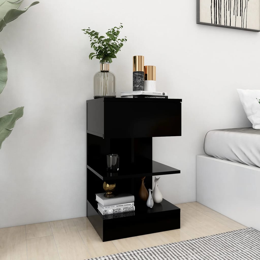 Nattbord 2 stk svart 40x35x65 cm