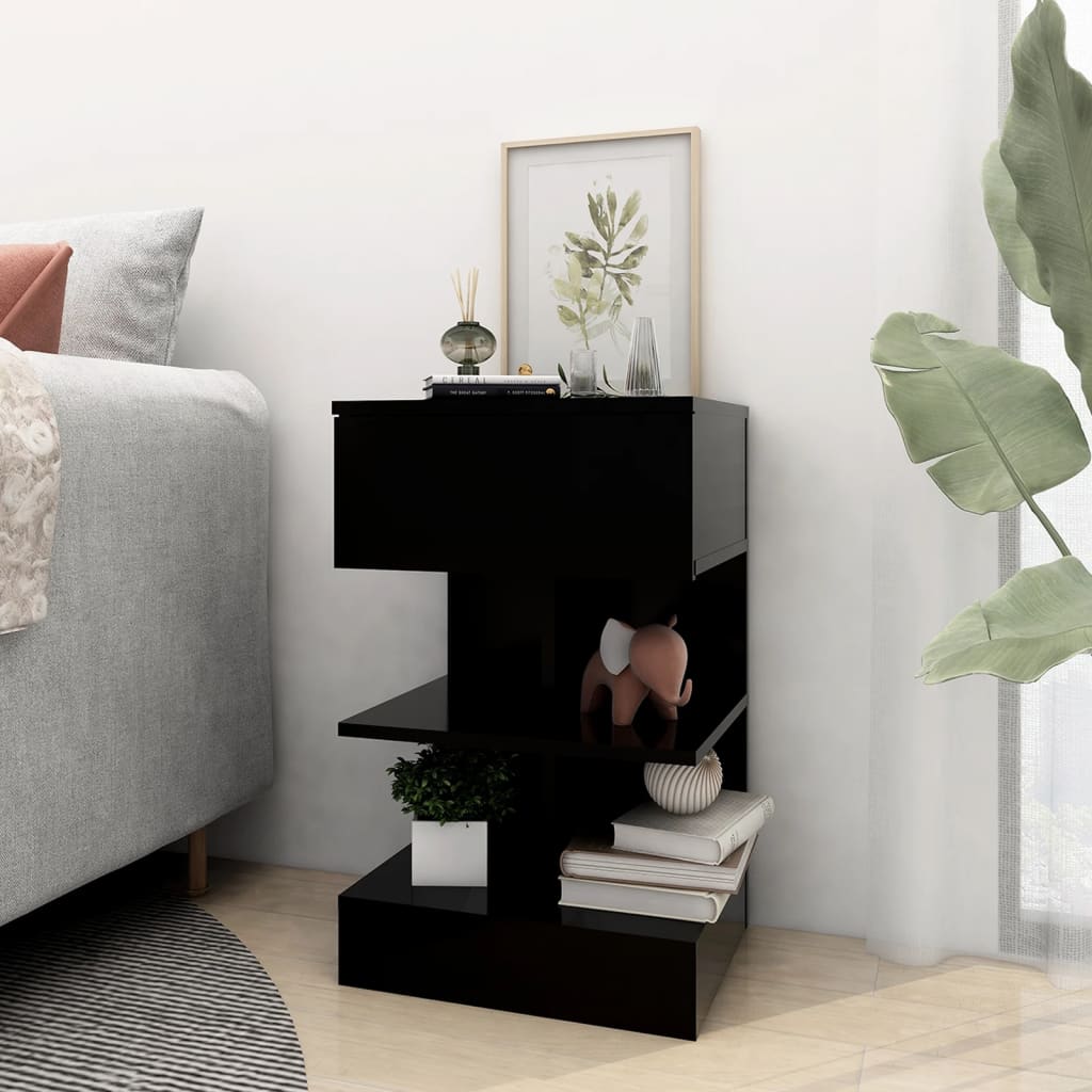 Nattbord 2 stk svart 40x35x65 cm