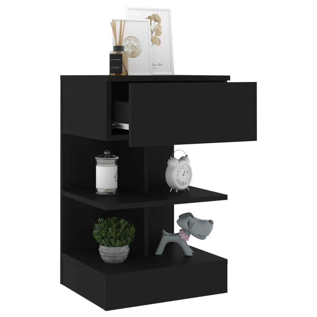 Nattbord 2 stk svart 40x35x65 cm