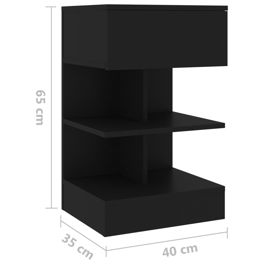 Nattbord 2 stk svart 40x35x65 cm