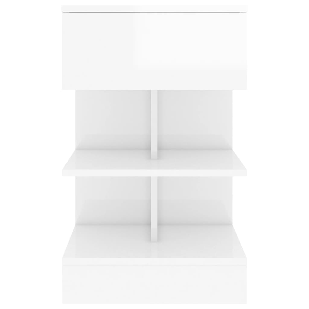 Nattbord 2 stk høyglans hvit 40x35x65 cm sponplate