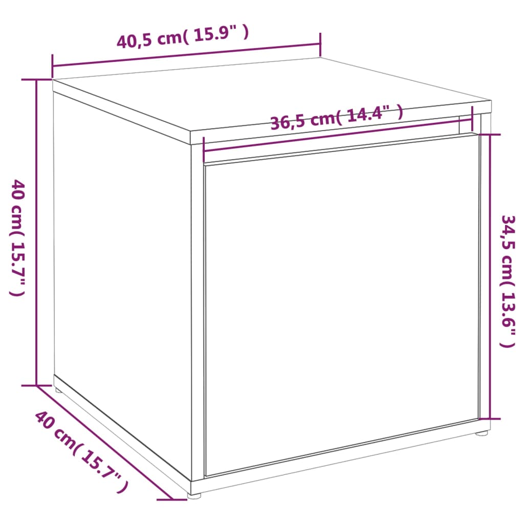 Oppbevaringsskap betonggrå 40,5x40x40 cm konstruert tre
